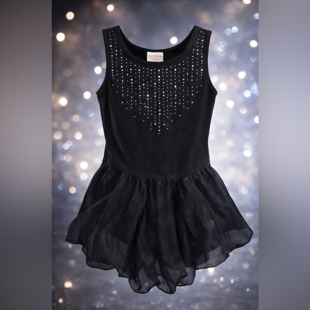 Cat & Jack Black Rhinestone Dance Dress Tutu Skirt Girls M (7/8)